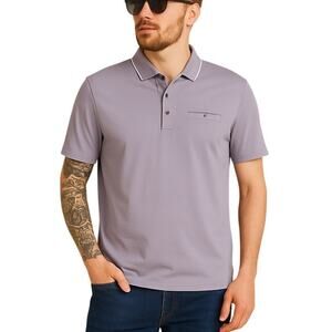 Ted Baker London Men’s XL Lavender Polo Shirt Cotton Blend Retro Vibe Spring
